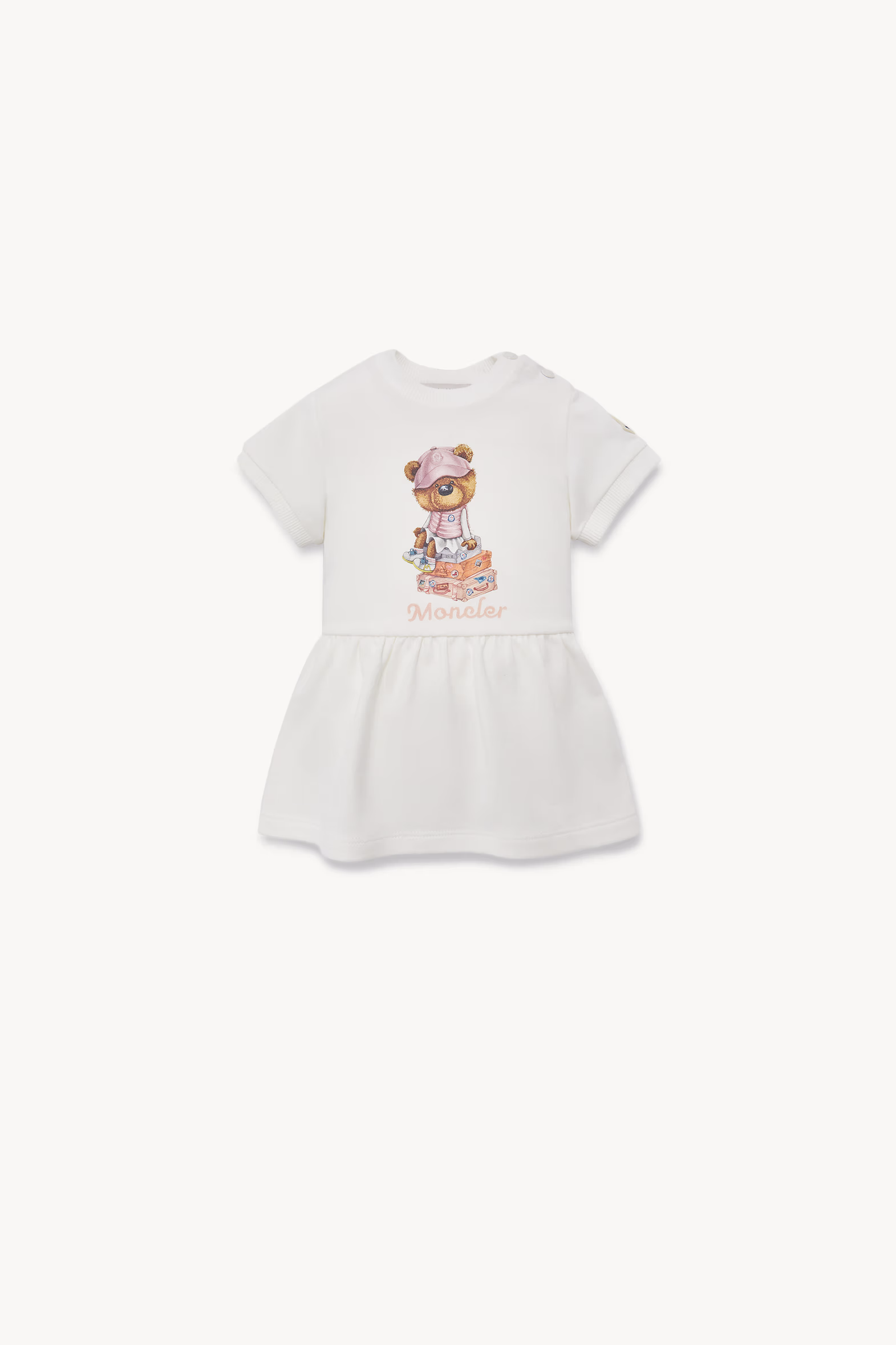 Vestido de algodón con motivo de osito de peluche Niña Blanco Moncler 0